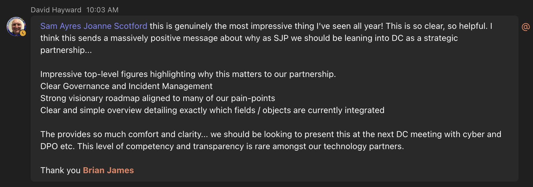 David Hayward - SJP Internal Champion Testimonial